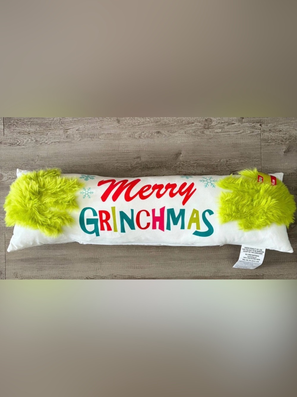 Merry Grinchmas Decorative Lumbar Pillow 32” x 10” Brand New With Tags